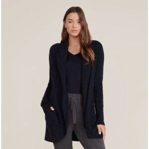 Barefoot Dreams Cozychic Lite Black Women's Circle Cardigan Open Front Sweater